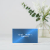 Carte De Visite Métal Brossé Bleu (Debout devant)