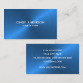 Carte De Visite Métal Brossé Bleu (Devant / Derrière)