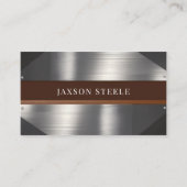 Carte De Visite Métal brossé et Accent Brown (Devant)