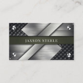 Carte De Visite Métal brossé et vert olive (Devant)