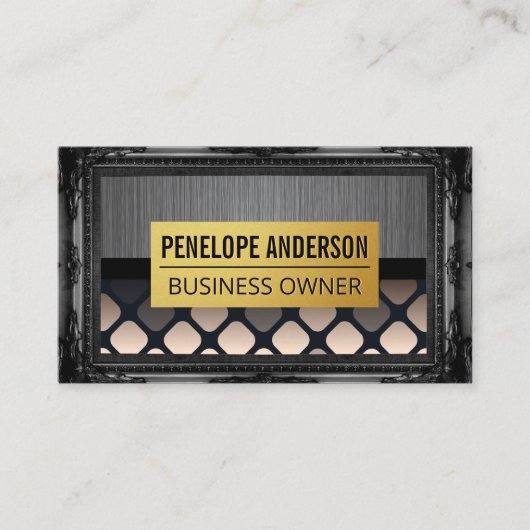 Carte De Visite Métal brossé | Gold Antique Border (Devant)