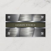 Carte De Visite Métal brossé industriel et vert olive (Devant)