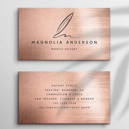 Carte De Visite Métal brossé pour Rose Notaire Mobile