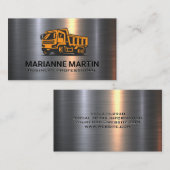 Carte De Visite Métal brossé | Véhicule de camionnette de construc (Devant / Derrière)