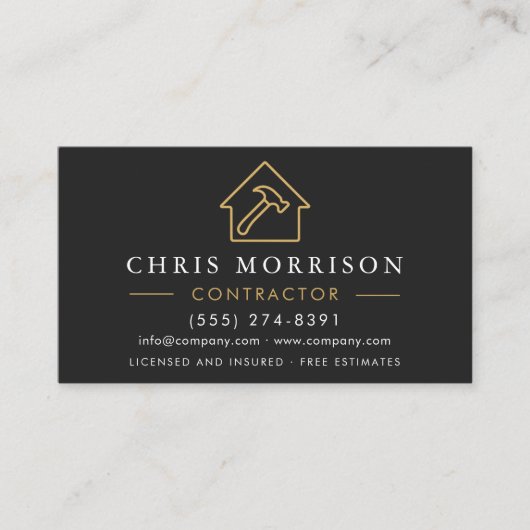 Carte De Visite Metal Building Construction Black Gold QR Code (Devant)