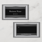 Carte De Visite Metal Chrome élégant style noir et blanc Argent (Devant / Derrière)
