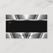 Carte De Visite Metal Chrome élégant style noir et blanc Argent (Dos)