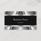 Carte De Visite Metal Chrome élégant style noir et blanc Argent (Devant)