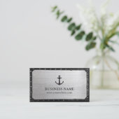 Carte De Visite Métal Cool encadré noir marine Ancre (Debout devant)