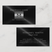 Carte De Visite Métal d'argent et d'acier inoxydable de noir (Devant / Derrière)