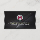 Carte De Visite Métal de construction Monogramme encadré Métal noi (Devant)