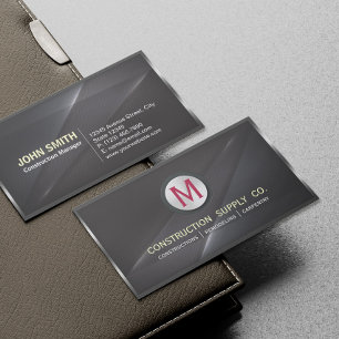 Carte De Visite Métal de construction Monogramme encadré Métal noi