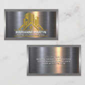 Carte De Visite Métal d'or brossé | Logo immobilier de luxe (Devant / Derrière)