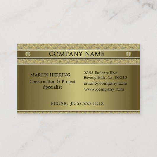 Carte De Visite Métal d'or de construction de relief (Devant)