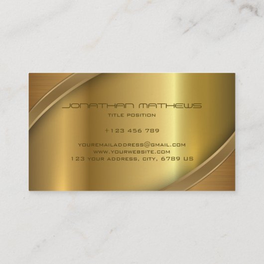 Carte De Visite Métal doré brillant apparence Brown acier inoxydab (Dos)