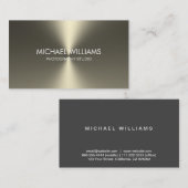 Carte De Visite Métal élégant brillant noir blanc professionnel (Devant / Derrière)