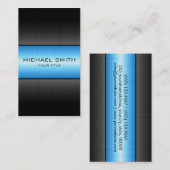 Carte De Visite Métal en acier inoxydable bleu et noir (Devant / Derrière)