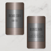 Carte De Visite Métal en acier inoxydable d'argent et de bronze (Devant / Derrière)