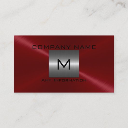 Carte De Visite Métal en acier inoxydable rouge (Devant)