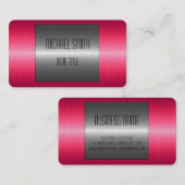 Carte De Visite Métal en acier inoxydable rouge et argent (Devant / Derrière)