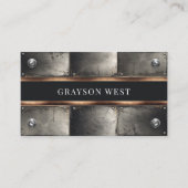 Carte De Visite Métal et cuivre riveté industriel rustique (Devant)