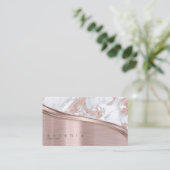 Carte De Visite Métal et Parties scintillant Marbre Wave Rose Gold (Debout devant)