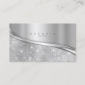 Carte De Visite Métal et Parties scintillant Wave Argent ID807 (Devant)