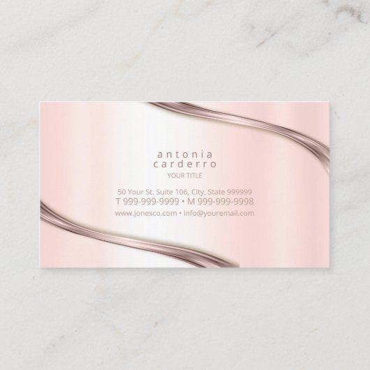 Carte De Visite Métal et Parties scintillant Wave Rose Gold ID807 (Dos)