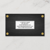 Carte De Visite Métal foncé élégant | Vis métalliques d'or (Dos)