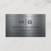 Carte De Visite Métal Gris Argent Personnalisé Professionnel (Devant)