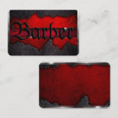 Carte De Visite Métal gris déchiré sur rouge profond sur un (Devant / Derrière)
