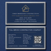 Carte De Visite Metal Handyman Navy Blue Gold QR Code