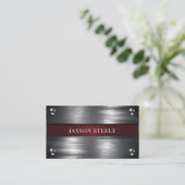 Carte De Visite Métal industriel et Accent Bourgogne (Debout devant)