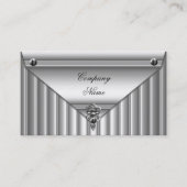 Carte De Visite Métal Look Blanc Argent Elégant Profil (Devant)