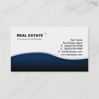 Carte De Visite Métal moderne de vague bleue d'immobiliers