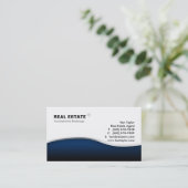 Carte De Visite Métal moderne de vague bleue d'immobiliers (Debout devant)