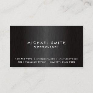 Carte De Visite Métal moderne noir simple élégant professionnel
