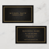 Carte De Visite Métal moderne simple noir élégant professionnel (Devant / Derrière)
