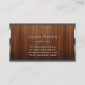 Carte De Visite Métal Monogramme Acier Bordure Bois Professionnel (Dos)