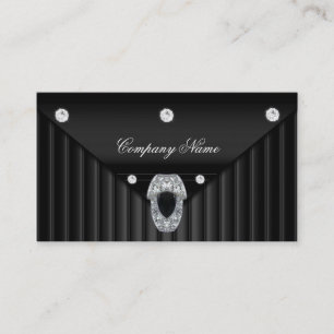 Carte De Visite Métal Noir Diamanté Aspect Argent