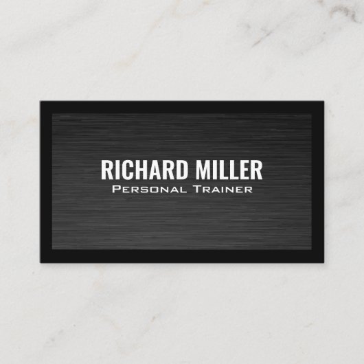 Carte De Visite Métal noir élégant avec bordures noires (Devant)