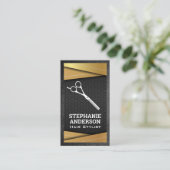 Carte De Visite Métal noir et or | Ciseaux salons (Debout devant)