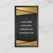 Carte De Visite Métal noir et or | Ciseaux salons (Dos)