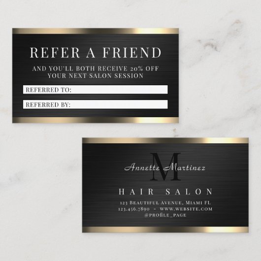 Carte De Visite Métal noir fausse texture élégante référence (Devant / Derrière)