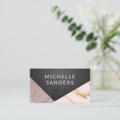 Carte De Visite Métal noir géométrique | Marbre or (Debout devant)