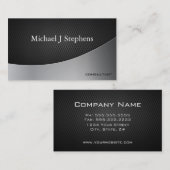Carte De Visite Métal Noir Professionnel Moderne Texté Simple (Devant / Derrière)