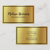 Carte De Visite Métal Or Contemporain - Écriture Noire (Devant / Derrière)