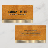 Carte De Visite Métal or | Cuir Tain (Devant / Derrière)