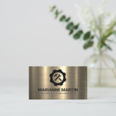 Carte De Visite Métal or | Logo de la clé de marteau (Debout devant)