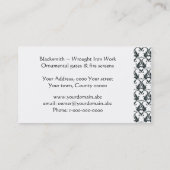 Carte De Visite Métal ouvré de fer travaillé (Dos)